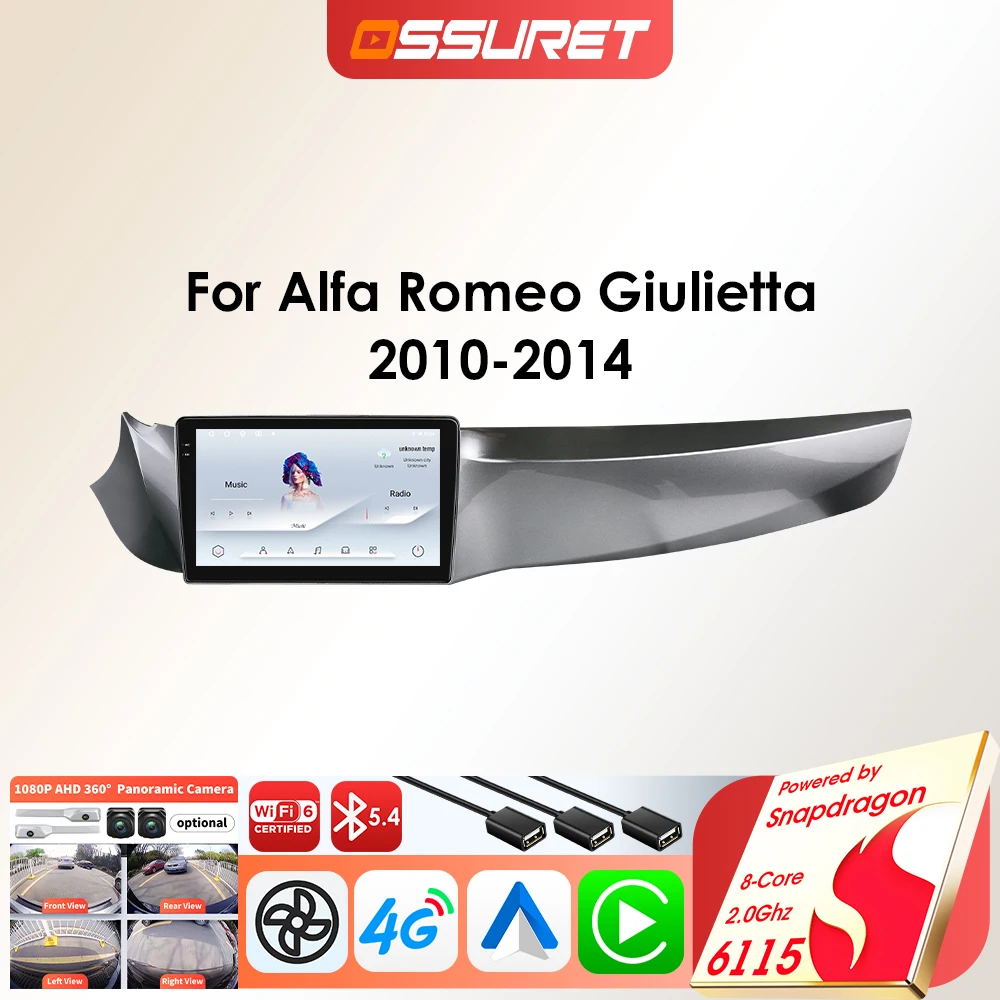 Autoradio für Alfa Romeo Giulietta 2010–2014, Auto-Multimedia-Player, Android Auto, Carplay, intelligente Systeme, GPS-Navigation, 4G BT Image