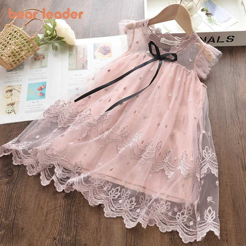 Bär Führer Mädchen Kleid 2025, Neue Sommer Mesh Mädchen Kleidung Rosa Applique Prinzessin Kleid Kinder Sommer Kleidung Baby Mädchen Kleid Image