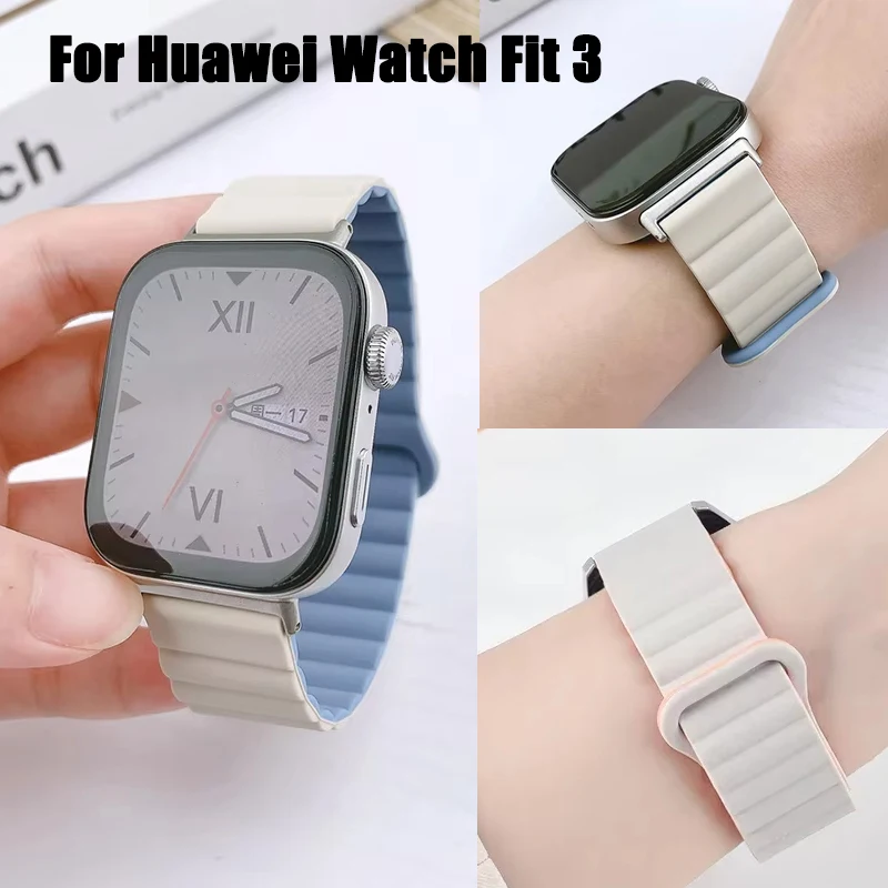 Magnetische Schleife Strap für Huawei Uhr Fit 3 Silikon Armband Armband für Huawei Fit 3 Ersatz Armband Zubehör correa Image