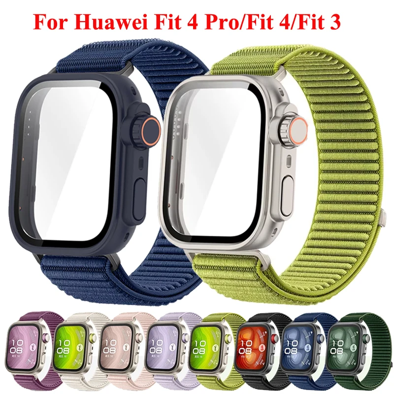 Wechseln Sie das Ultra-Gehäuse + Feld-Nylonschlaufe für Huawei Watch Fit 4, Pro, gewebtes Sportarmband für Huawei Watch Fit 4, 3-Armband-Armband Image