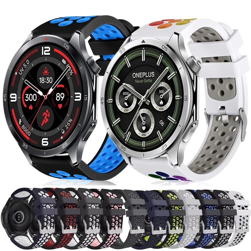 22 mm atmungsaktives Silikonarmband für OnePlus Watch 3 2 2R/OnePlus 46 mm Armband Correa OPPO Watch 4Pro X X2/Realme Watch 2 3S Pro Image
