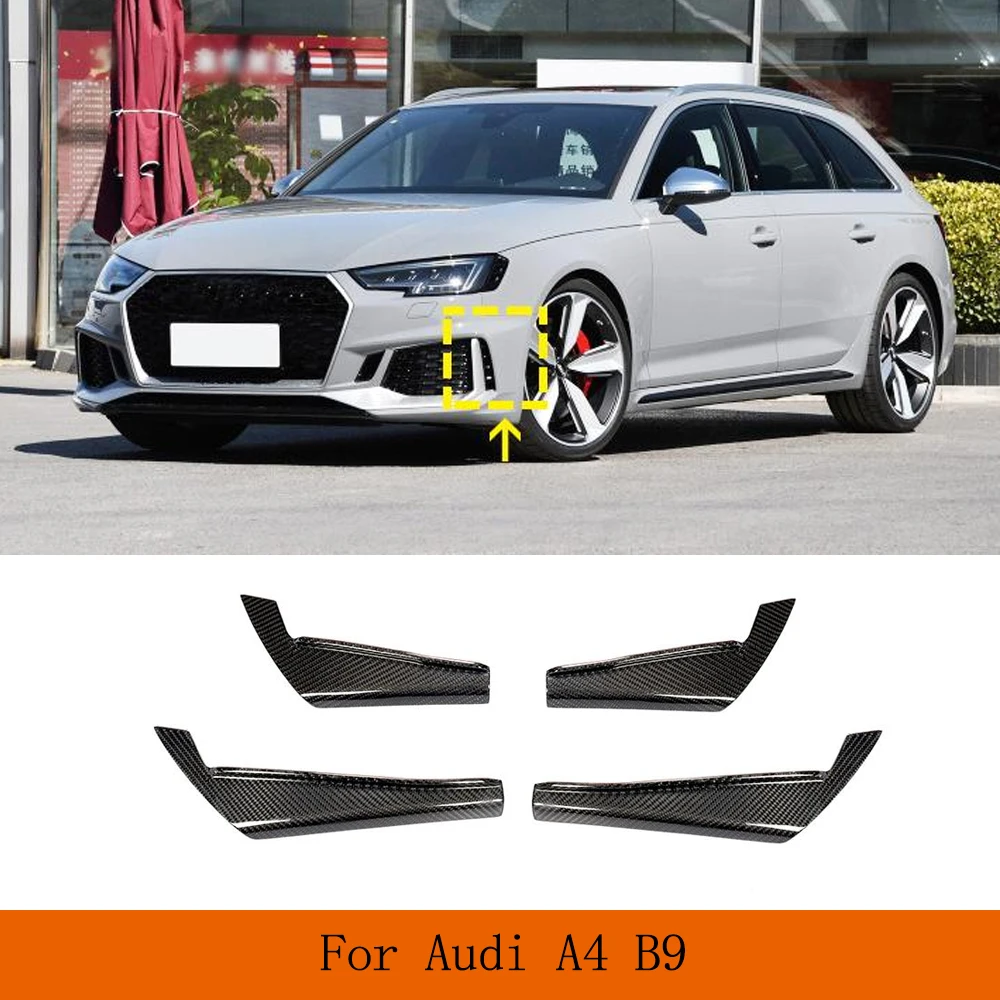 Real Carbon Fiber Auto Frontschürze Flossen Splitter Canards Für Audi A4 B9 2017-2020 Frontschürze Air Vents Canards flossen Body Kits Image