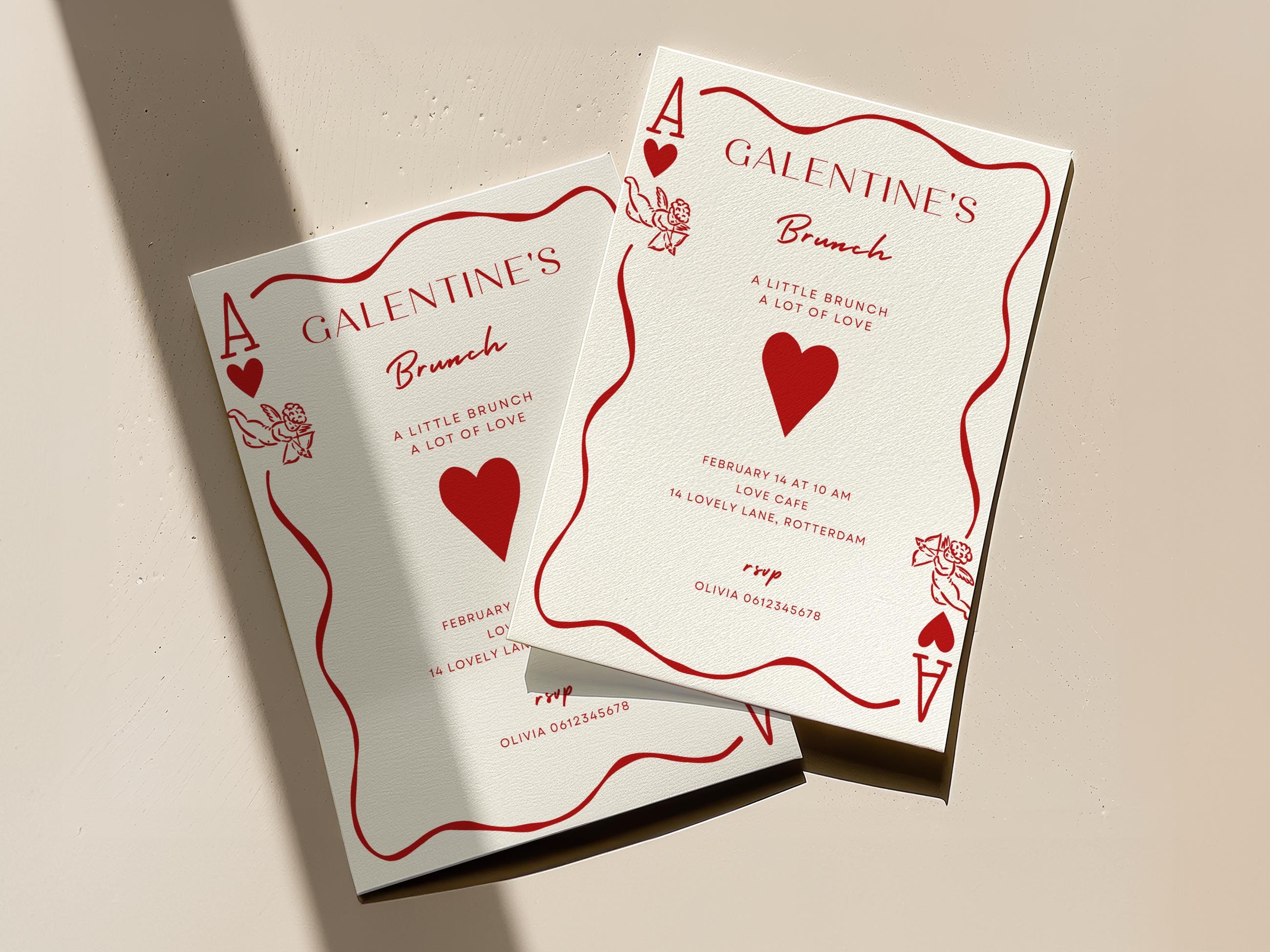 Modello di invito per il brunch del Galentine's Day, stampabile per la festa di San Valentino, invito modificabile 5x7 Canva, invito per serata tra ra