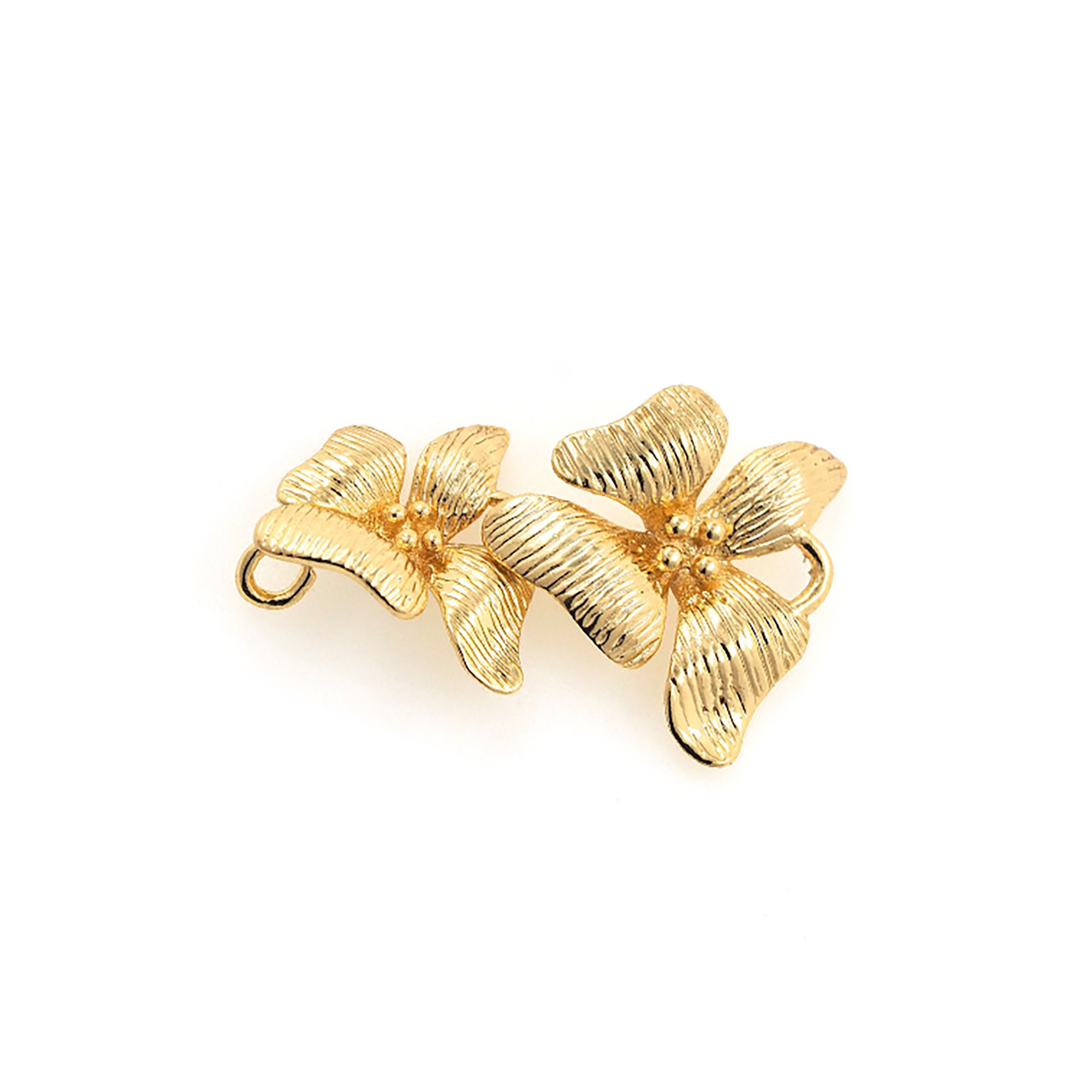 Ciondolo a forma di fiore riempito in oro 18 carati, connettore per piante, ciondolo connettore, connettore per fiori, maglie floreali, forniture per