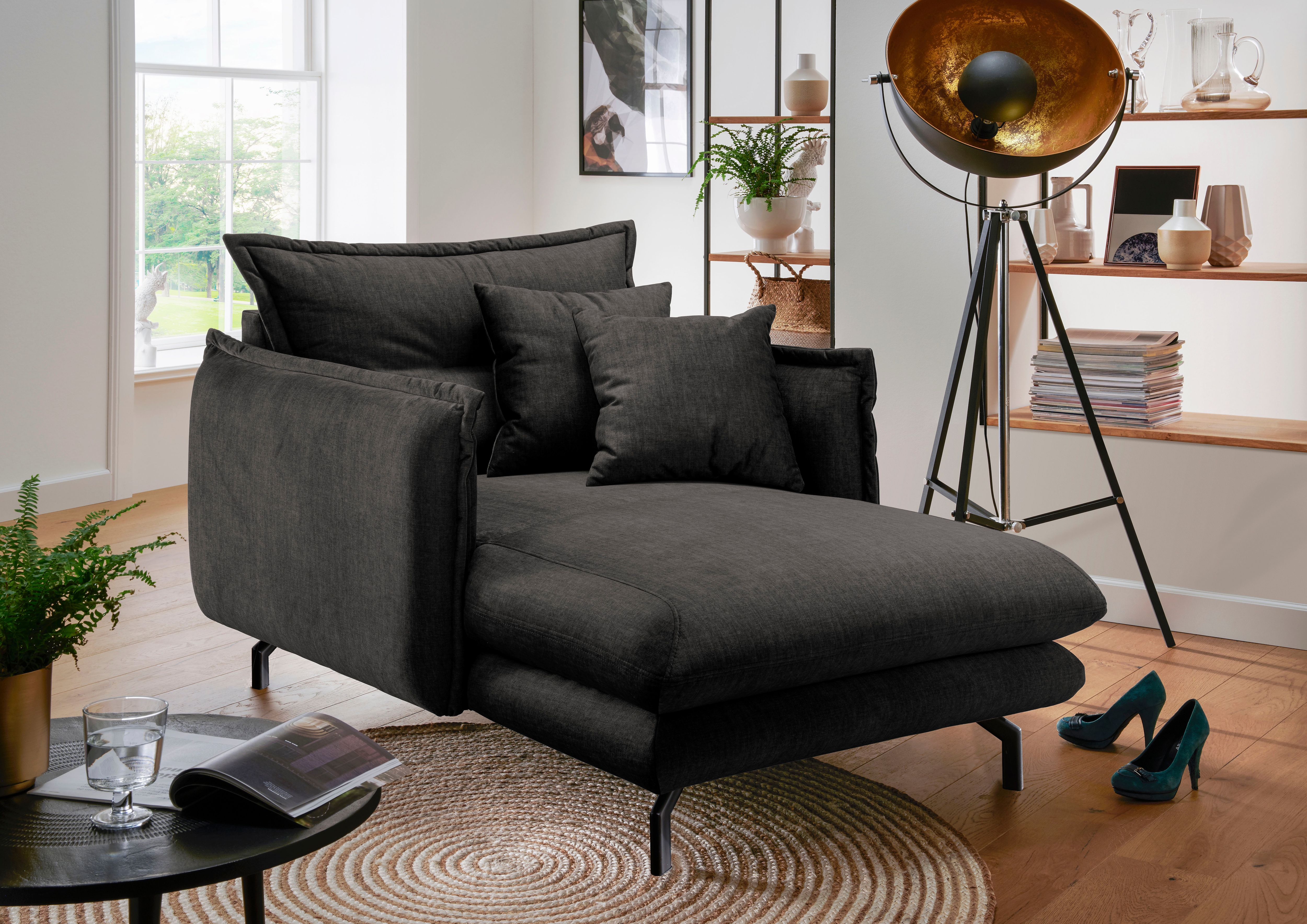 Loveseat HOME AFFAIRE "LAVA Mega Ohrenbacken Sessel, modern & elegant, aktuelle Kissenoptik", anthrazit, türkis, B:111cm H:101cm T:167cm, Sessel