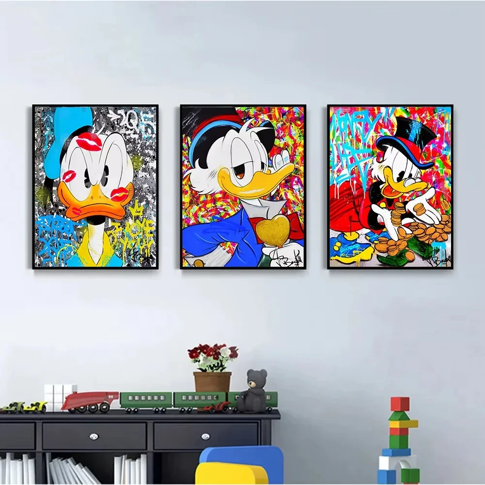Donald Duck Mickey Mouse Cartoon Poster Graffiti Disney Anime Modern Classic Home Wohnzimmer Dekor Leinwand Malerei Druck