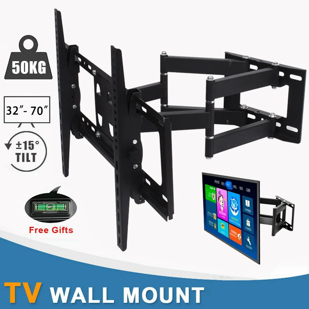 TV-Halterung, TV-Aufhänger für 32–70 Zoll TV-Wandhalterung, TV-Ständer, drehbar, neigbar, horizontale Einstellung, TV-Wandhalterung, universell