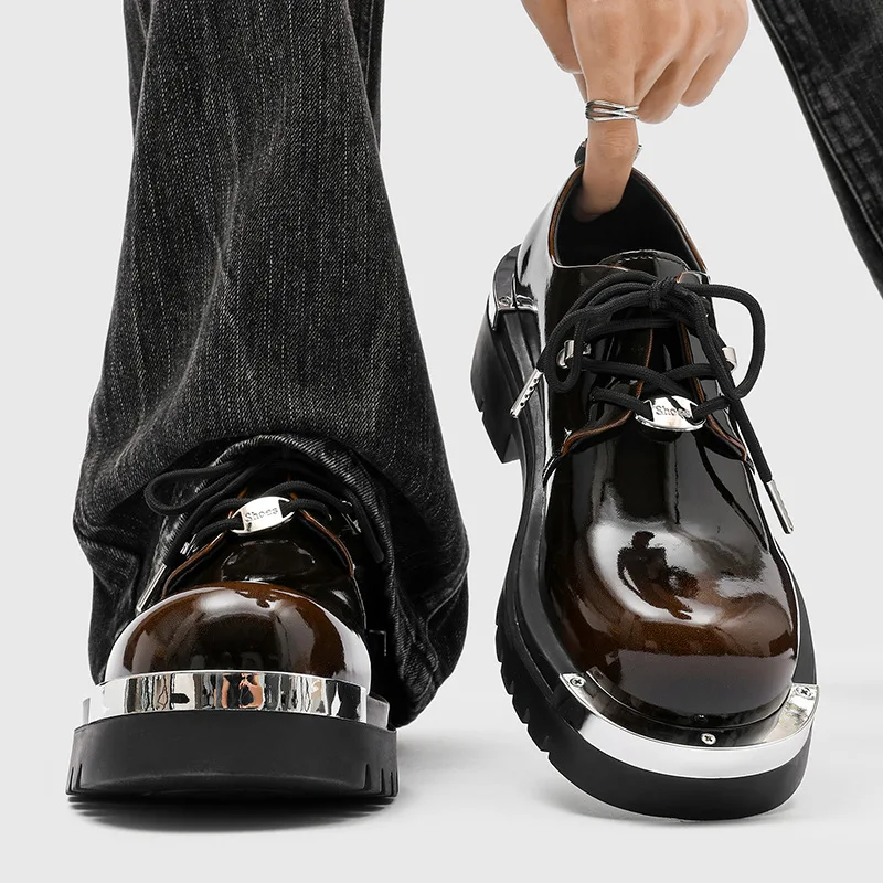 Chaussures pour hommes de haute qualité Style britannique rétro Derby chaussures pour hommes plate-forme haut de gamme chaussures pour hommes décontractées chaussure en cuir de créateur de luxe