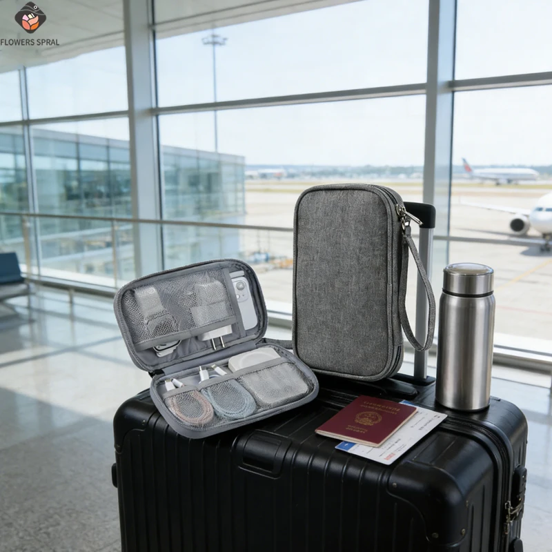 1PC Grau Reise Tragbare Digitale Produkt Lagerung Tasche USB Daten Kabel Lagerung Kopfhörer Und Power Bank Lagerung Tasche Image