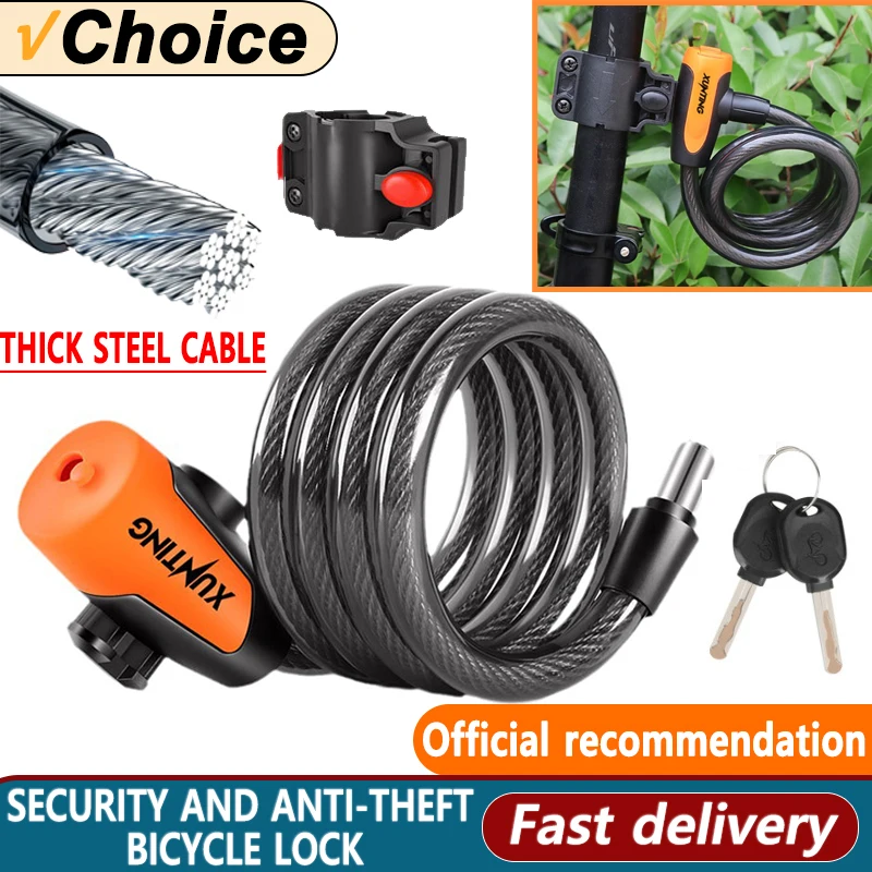 100 cm Fahrradschloss Diebstahlsicherung Mountain Road Fahrrad Draht Kettenschloss Schlüssel Sicherheit Anti-Diebstahl-Gürtel Montagehalterung Fahrradschloss Image