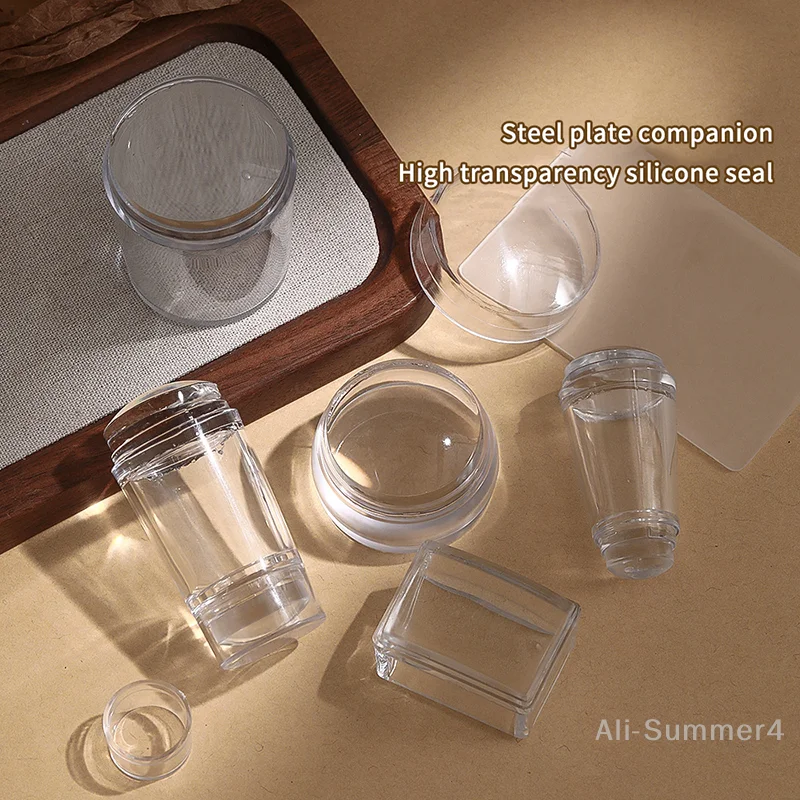 Silikon Transparent Nail art Stamping Kit Französisch Für Maniküre Platte Stempel Polnischen Schablone Vorlage Siegel Stamper Schaber Image