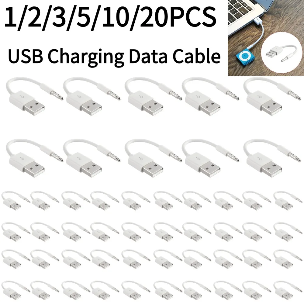 1-20 stücke Lade Datenkabel Für Apple iPod Für Shuffle USB zu 3,5mm Jack Adapter Kabel Für MP4 Player Lautsprecher Ladegerät Kabel Draht Image
