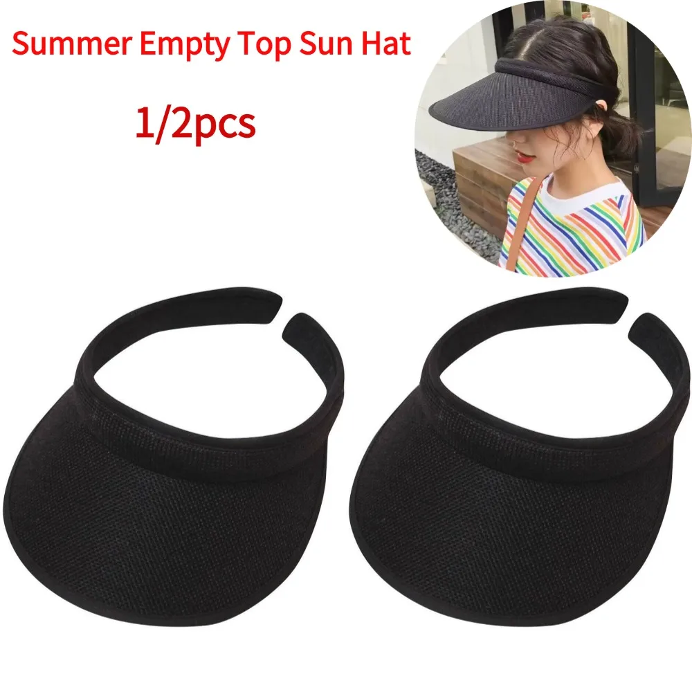 Mode Sommer Leere Top Sonnenhut frauen Casual Einstellbare Sonnenblende Kappen Mädchen Junge Im Freien Meer Strand Reise Kappe Große krempe Strand Image