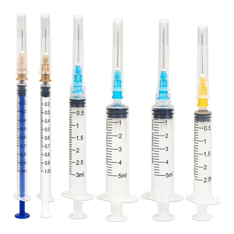 20 Stück 1 ml 2,5 ml 3 ml 5 ml Spritze mit kleiner Kapazität und Nadel, steril, einzeln verpackt für Flüssigmessungen, industrielle Abgabe Image