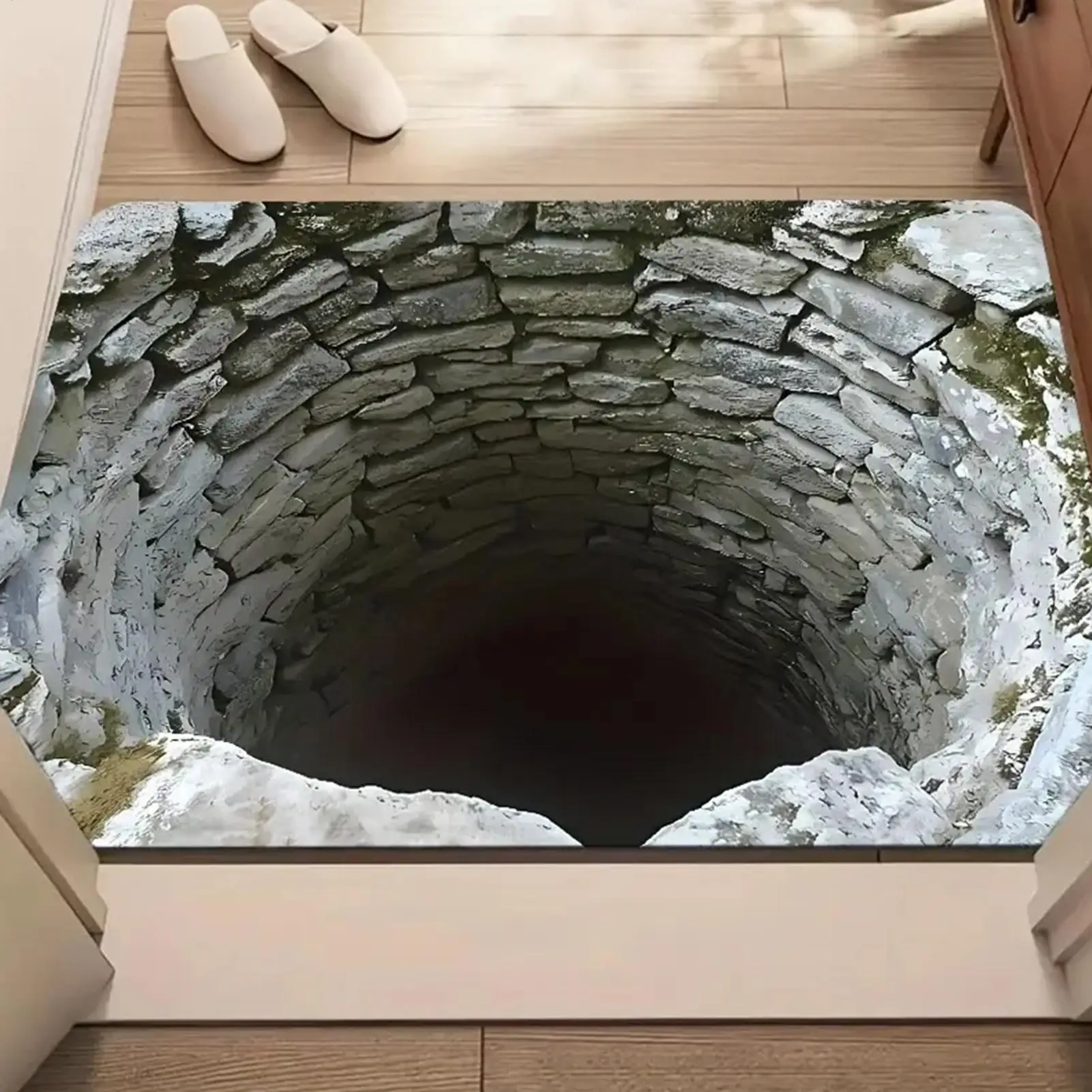 3D-Bodenmatte aus visuellem Polyestergewebe für Haushalt, Badezimmertüren, saugfähige und rutschfeste Fußmatte, leicht zu pflegen Image