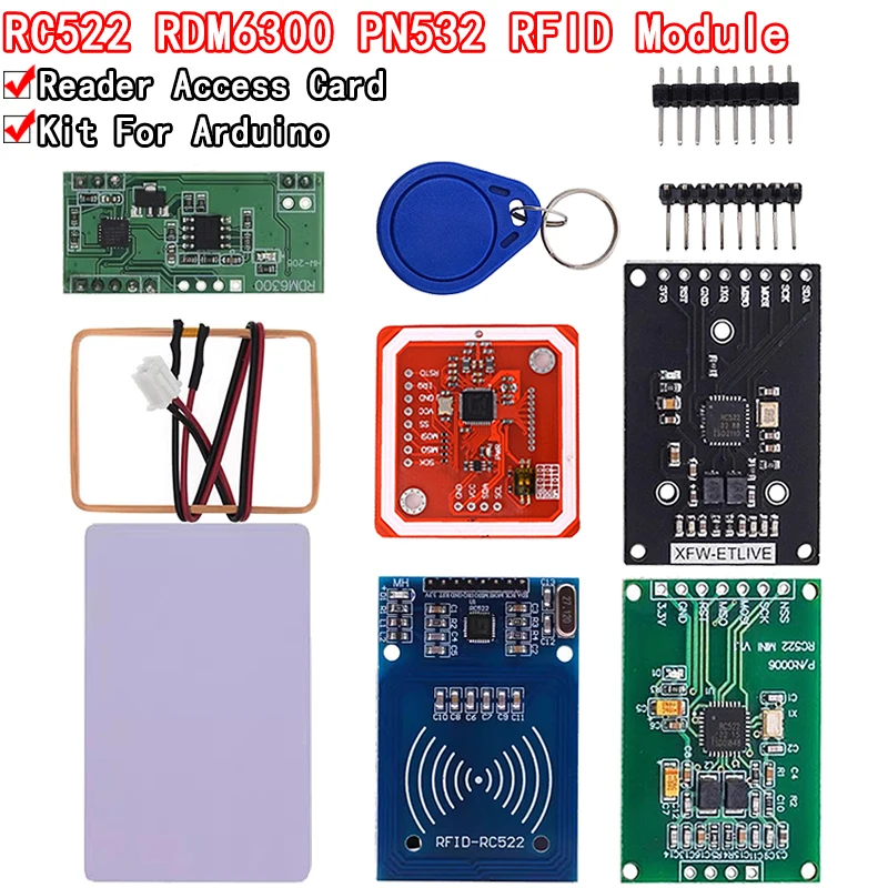 NFC-RFID-Modul RC522 MFRC-522 PN532 RDM6300 Kits S50 13,56 MHz 125 kHz 6 cm mit Tags SPI Write & Read für Arduino Uno 2560 Image