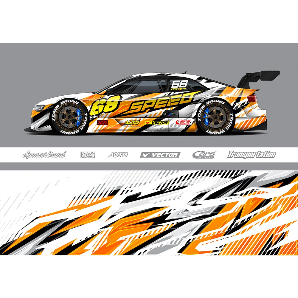 Abstrakte gelbe Farbverlauf Ganzkörper rennen rv Grafik Aufkleber Vinyl Wrap benutzer definierte Größe Farbwechsel DIY Auto Full Wrap 400 * cm Image