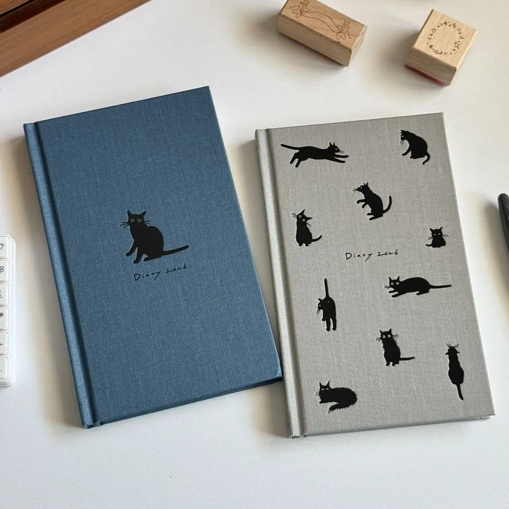 Multifunktionales B5-Notizbuch mit Kätzchen-Illustration, Hartschale, To-Do-Liste, Tagesplaner 2026, Agenda, Buch, Studenten Image