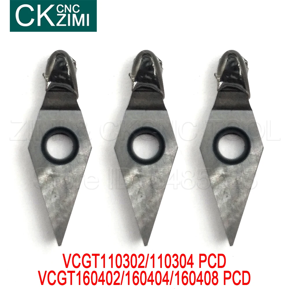 VCGT 110302 VCGT 110304 VCGT 160402 VCGT 160404 VCGT 160408 PCD-Diamanteinsatz zum Drehen von CNC-Werkzeugen VCGT für Aluminium, Kupfer, Stein, Holz Image