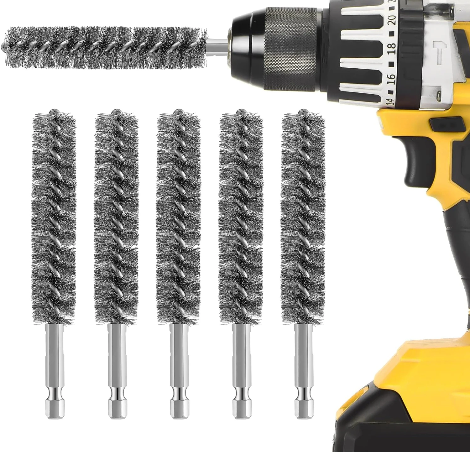 Rohrbürste 1/4 Zoll Pistolenbürste 304 Edelstahl Entgraten Sechskantstab Drahtbürste Image