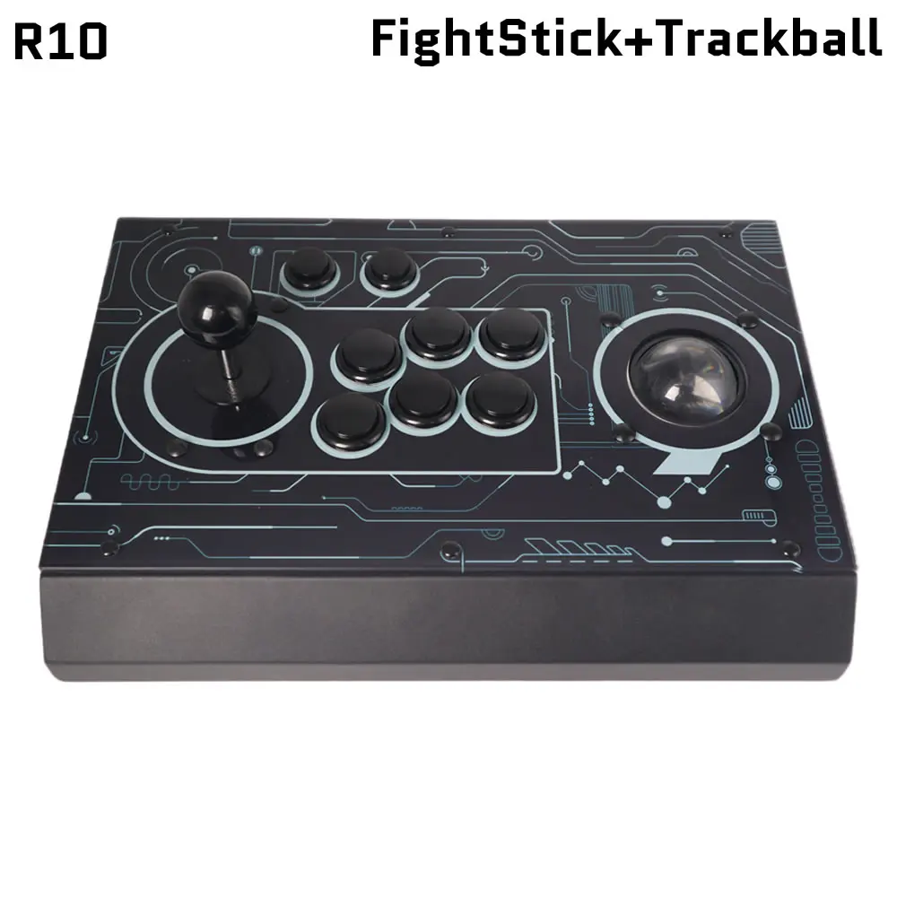 FightBox R10 Arcade Fight Stick Sanwa Joystick Raspberry Pico Board mit Trackball Retro Game Controller für PC/PS3/PS4 Image