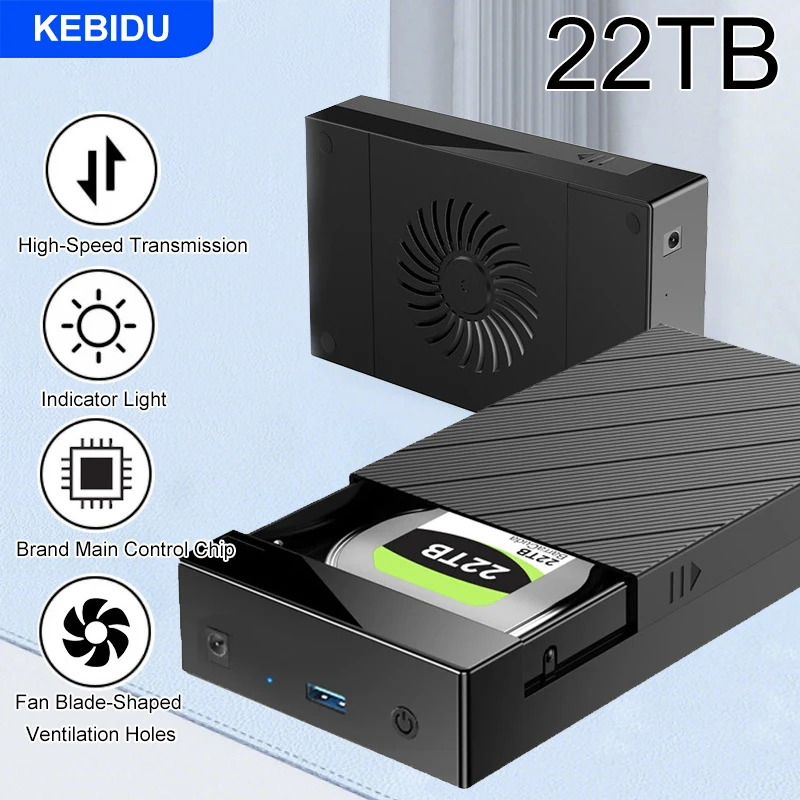 2,5 3,5 Zoll SSD HDD Gehäuse Externes Festplattengehäuse SATA SSD HDD UASP USB 3.0 zu SATA III 22 TB Festplattengehäuse für PC Image