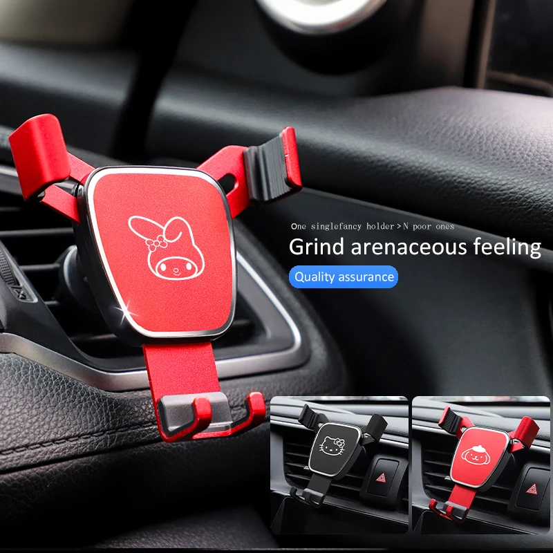 1Pcs Sanrio Hallo Kitty Kuromi Logo Auto Telefon Air Outlet Nette Cartoon Auto Navigation Spezielle Unterstützung Auto Innen Feste halterung Image