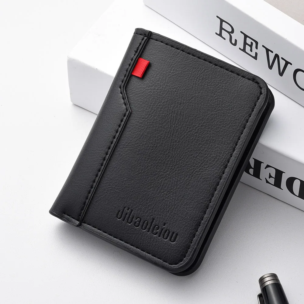 Neue männer PU Kurze Brieftasche Hohe Qualität Multi-Kartenhalter Münzfach männer Kreditkarte Brieftasche Image