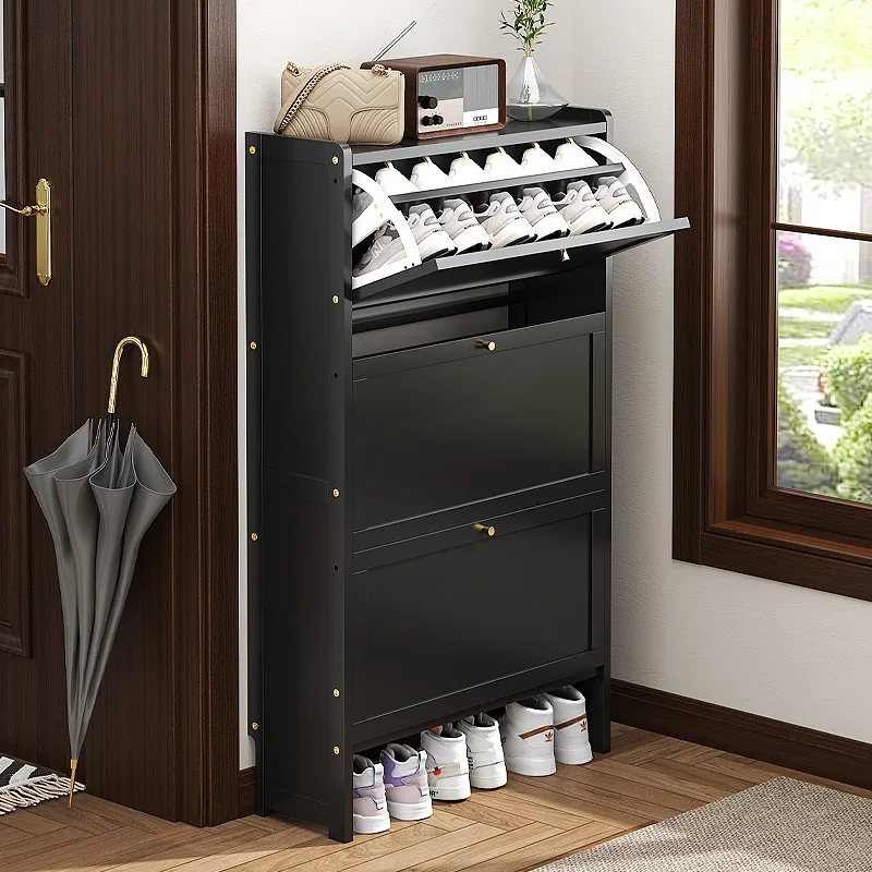 Ultradünner Schuhschrank, 17 cm großer Haushaltstür-Aufbewahrungsschrank, schmaler Kippeimer mit großer Kapazität