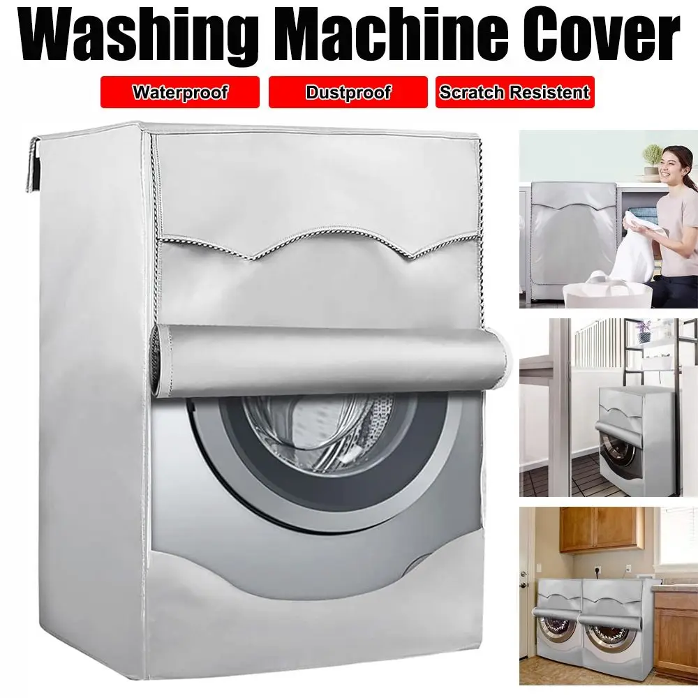 Nouveau couvercle universel de Machine à laver avec bord en rouleau, couvercle de lave-linge et sèche-linge Oxford, couvercles de lave-linge argentés pour Machine à chargement frontal