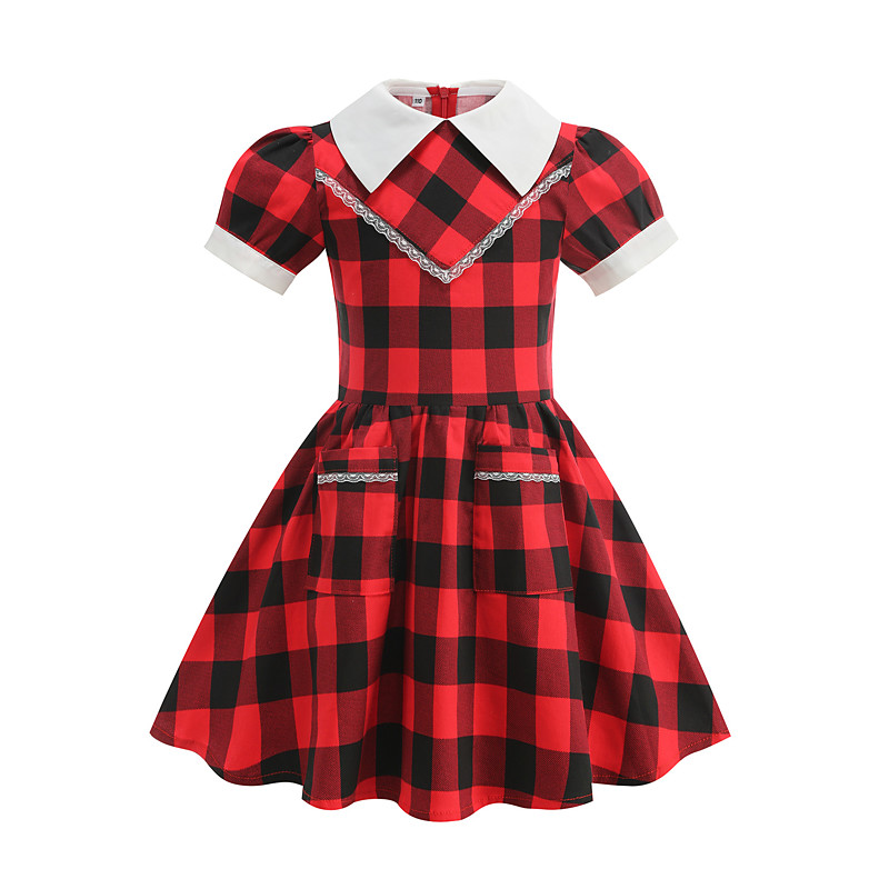 Vintage Inspired Midi A-Line Dress Swing Dress Short Sleeves A-Line Fancy Dress Girls' Children's Day Masquerade Vacation Dailywear Kid's Dress Homecoming Dresses Spring Summer