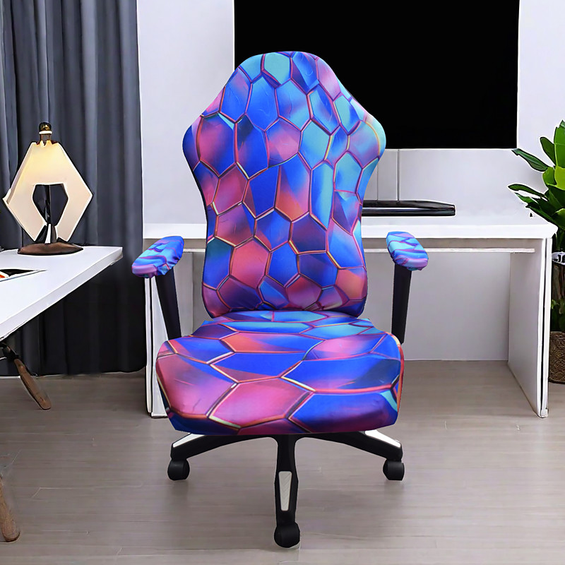 Computer Chair Cover 4 Piece Removable Gaming Chair Seat Covers Easy to Install Desk Chairs Protector Slipcover for Office Reclining Racing Decor