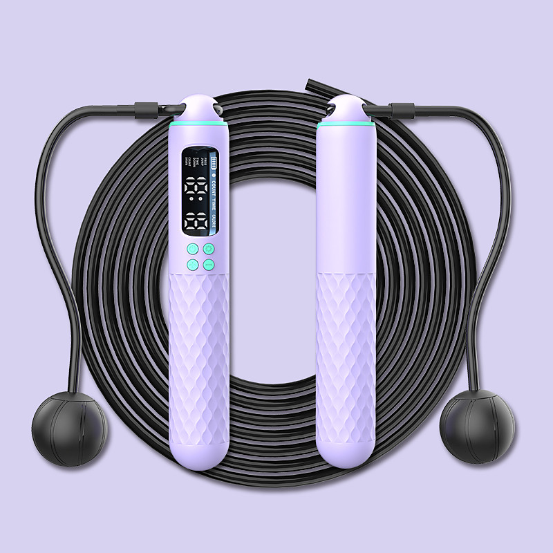 USB-Charging Outdoor Electronic Counting Jump Rope - Adjustable Resistance, Rapid-Power Exercise Equipment for Cardio and Fitness, Durable Black Design with Colour-Coded Handles, Portable Fitness Tool