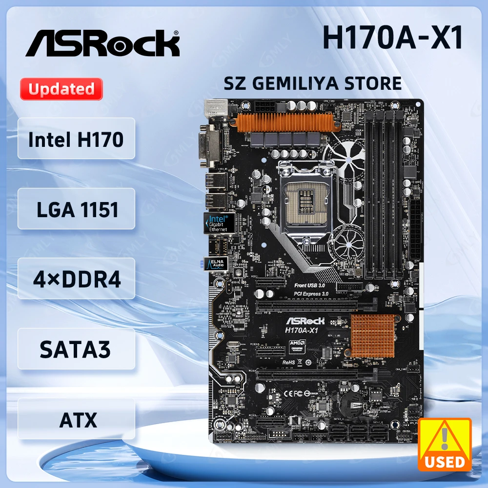 ASROCK H170A-X1 Motherboard Intel H170 LGA 1151 DDR4 64 GB für 6. Generation Core i5-6500 i7-6700 i3-6300 G4400 CPU PCI-E 3.0 ATX Image