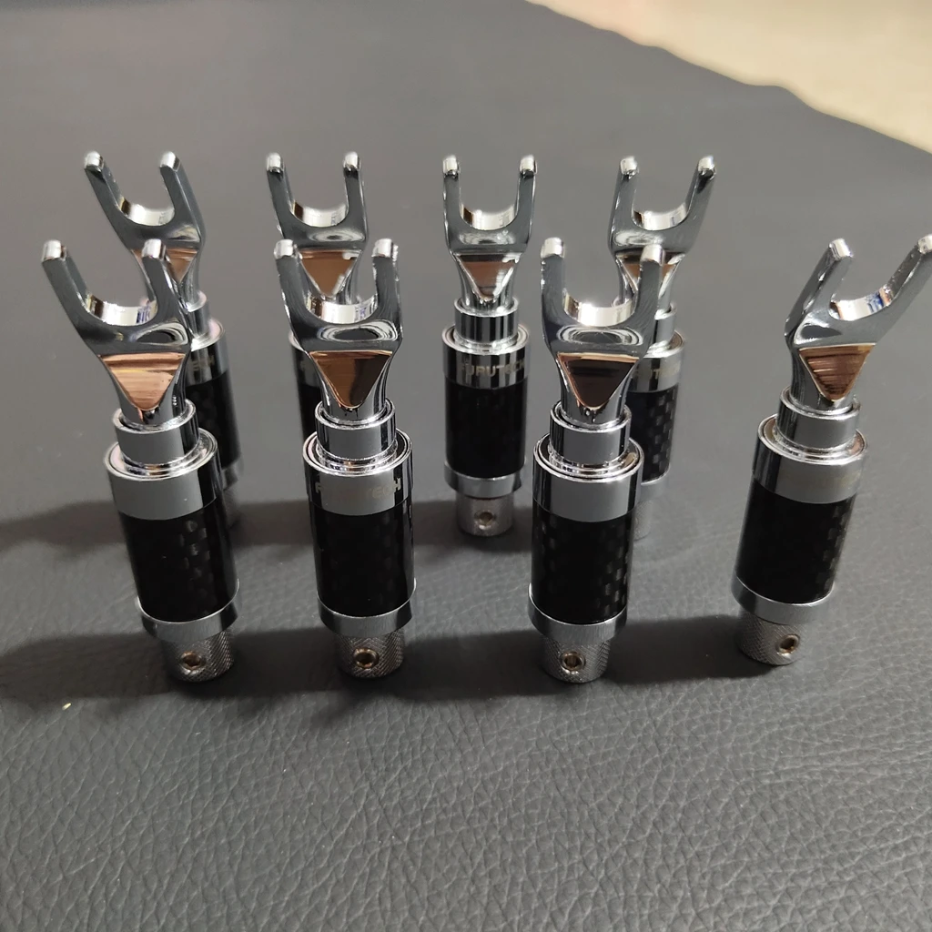 Werbe 4 stücke von japanischen Original Furutech Rhodiniert Kohle faser schweiß frei HiFi-Lautsprecher Banane/Y Spaten Stecker Image