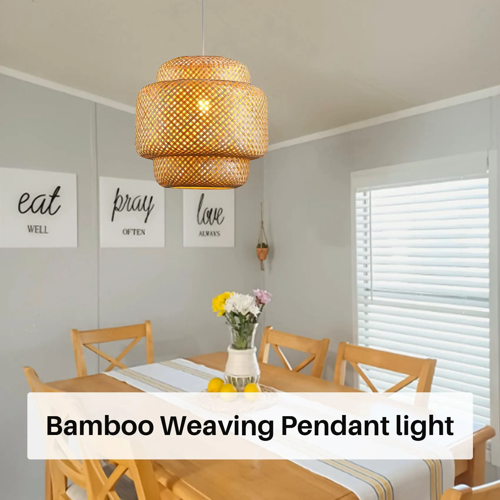 RANA Handgefertigter Bambus-Lampenschirm, Anhänger, Decke, DIY, Restaurant, Gang, Lampenschirme, Webart, Hängeleuchte (ohne Lichtquelle)