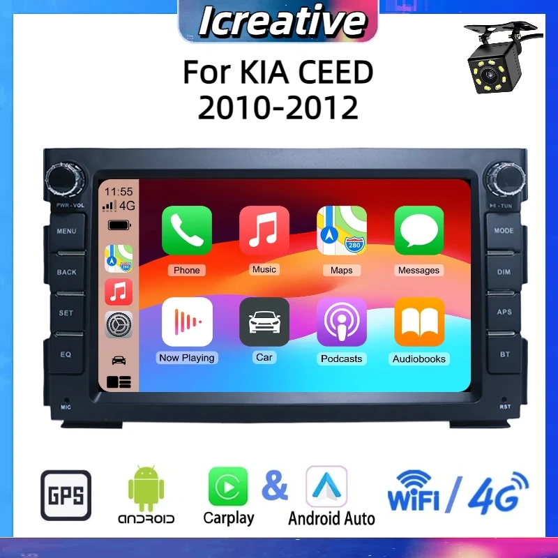 Auto Radio Android für Kia Ceed 2010-2012 7 zoll Multimedia Drahtlose Carplay Player Kopf Einheit 2din Stereo autoradio Navigation GPS Image