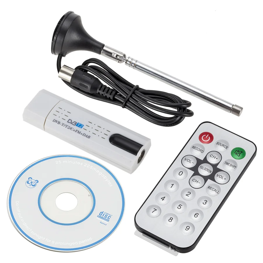 Digital satellite DVB t2 USB TV Stick Tuner mit antenne Remote HD USB TV Empfänger DVB-T2/DVB-T/DVB-C/FM/DAB USB TV Stick Für PC Image