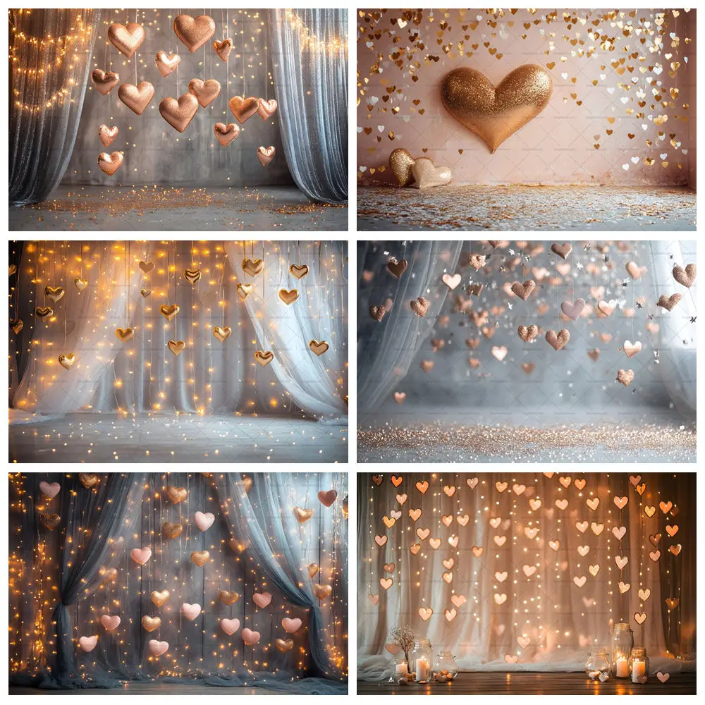 Valentinstag Fotografie Hintergrund Splitter Glitzer Herz Erwachsene Geburtstag Party Hochzeit Porträt Dekor Hintergrund Foto Studio Image