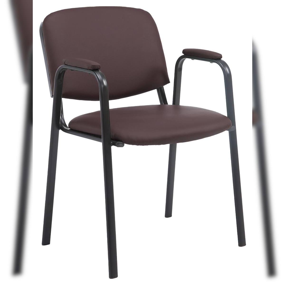 DELUKE Besucherstuhl ZAGREB - Kunstleder Braun 53x55x79 cm | Besucherstühle Konferenzstuhl Wartezimmerstuhl Bürostühle Bürostuhl Konferenzraum Wartezimmer Image