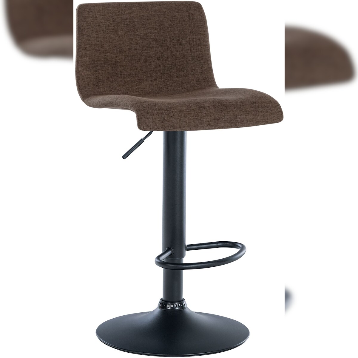 DELUKE Barhocker GEBEL - Stoff Braun 39x36x84 cm | Barstuhl Höhenverstellbar Mit Lehne Drehbar Tresenhocker Tresenstuhl Kneipenhocker Kneipenstuhl Image