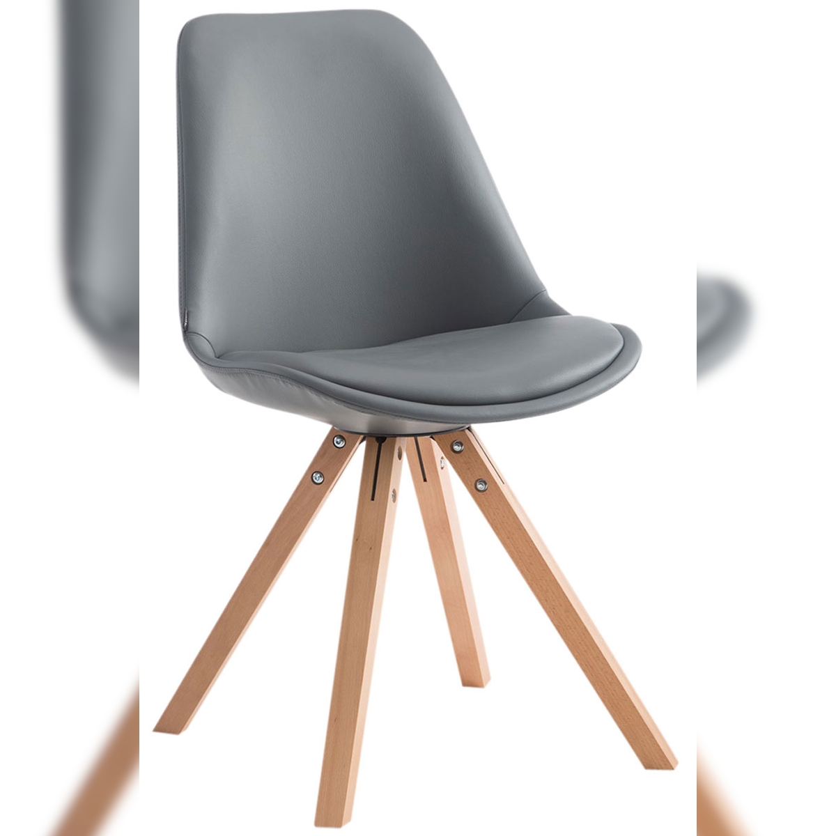 DELUKE Besucherstuhl TIRANA - Kunstleder Grau 47.5x55.5x83.5 cm | Besucherstühle Konferenzstuhl Wartezimmerstuhl Bürostühle Bürostuhl Konferenzraum Image