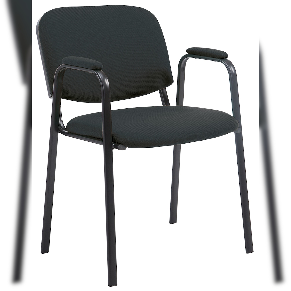 DELUKE Besucherstuhl ZAGREB - Stoff Schwarz 53x55x79 cm | Besucherstühle Konferenzstuhl Wartezimmerstuhl Bürostühle Bürostuhl Konferenzraum Wartezimmer Image