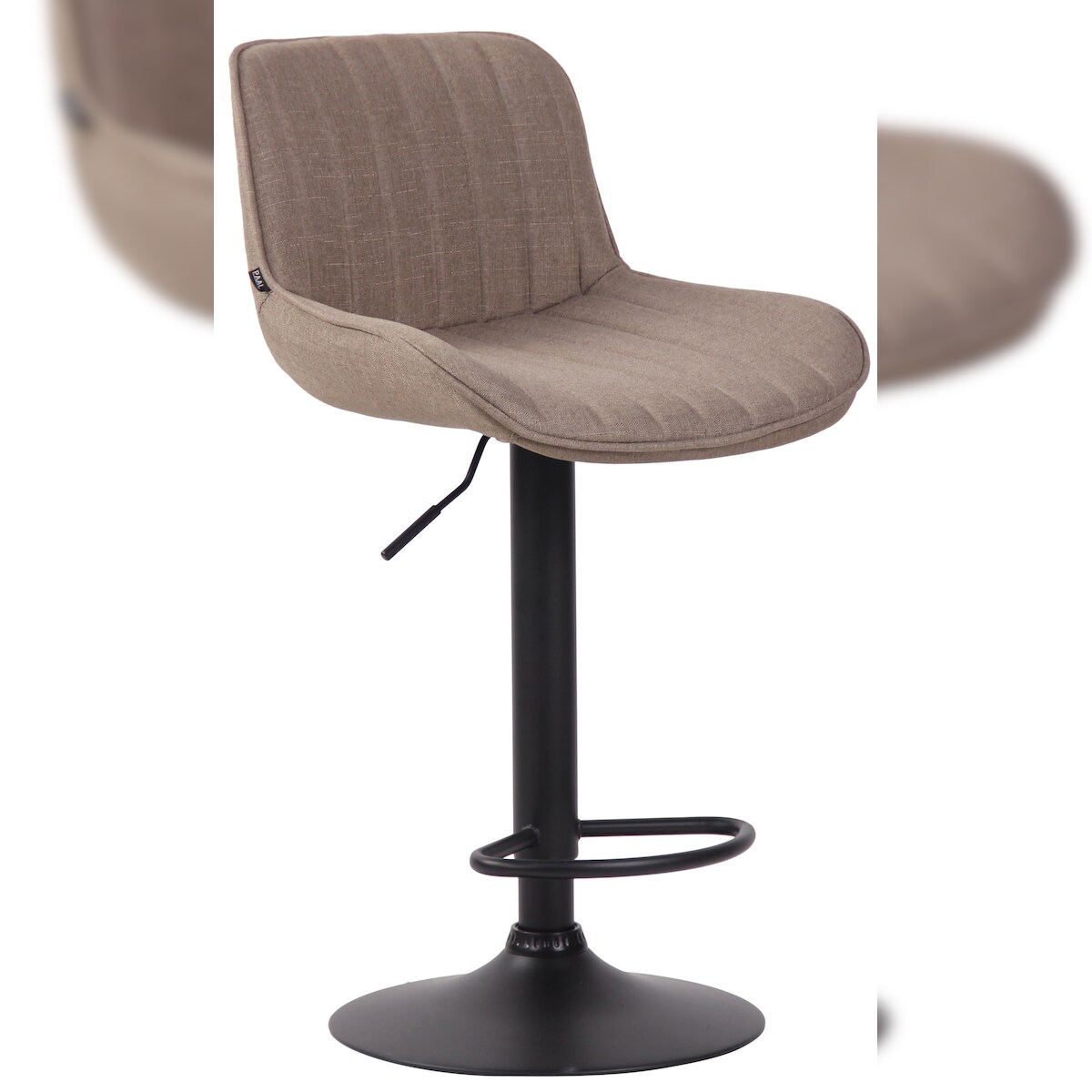 DELUKE Barhocker BEKIM - Stoff Taupe 50x50x86 cm Schwarz | Barstuhl Mit Lehne Drehbar Tresenhocker Tresenstuhl Kneipenhocker Kneipenstuhl Image