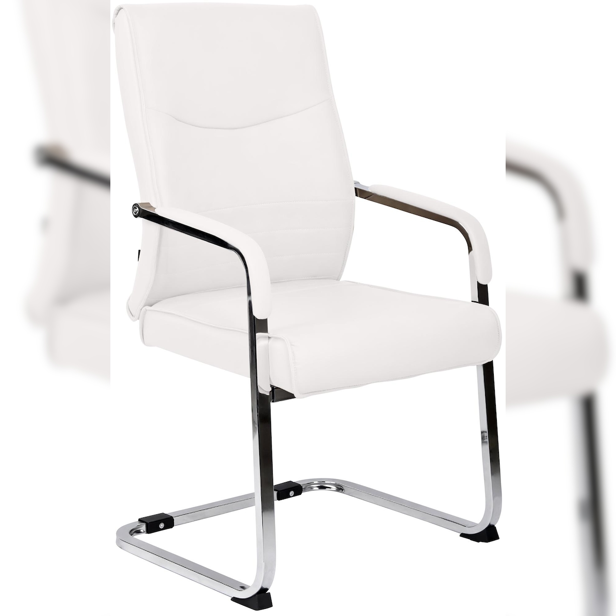 DELUKE Besucherstuhl SKOPJE - Kunstleder Weiß 55x60x88 cm | Besucherstühle Konferenzstuhl Wartezimmerstuhl Bürostühle Bürostuhl Konferenzraum Wartezimmer Image