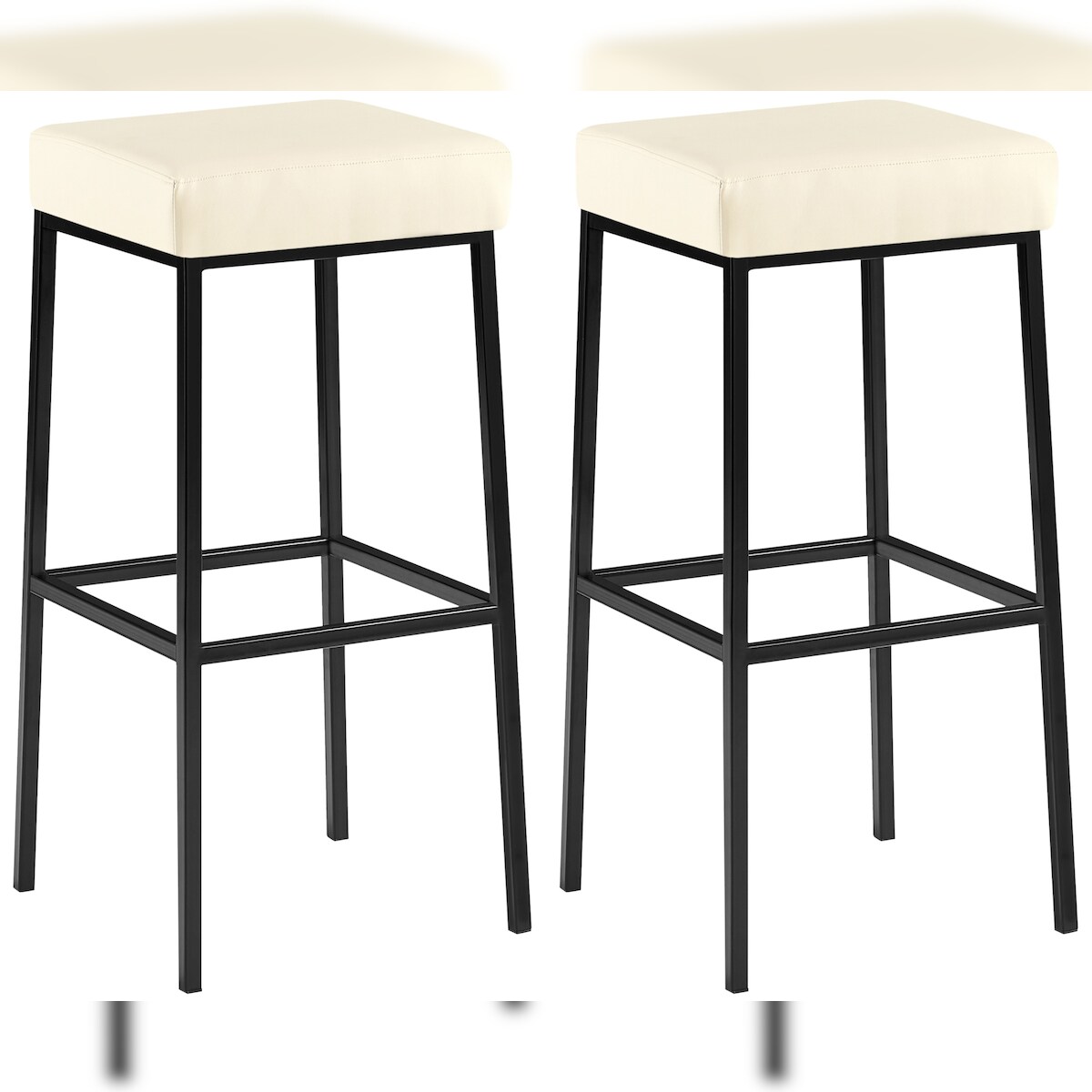 DELUKE 2er Set Barhocker BIDAN - Kunstleder Creme 37x37x83 cm | Barstuhl Mit Lehne Tresenhocker Tresenstuhl Kneipenhocker Kneipenstuhl Image