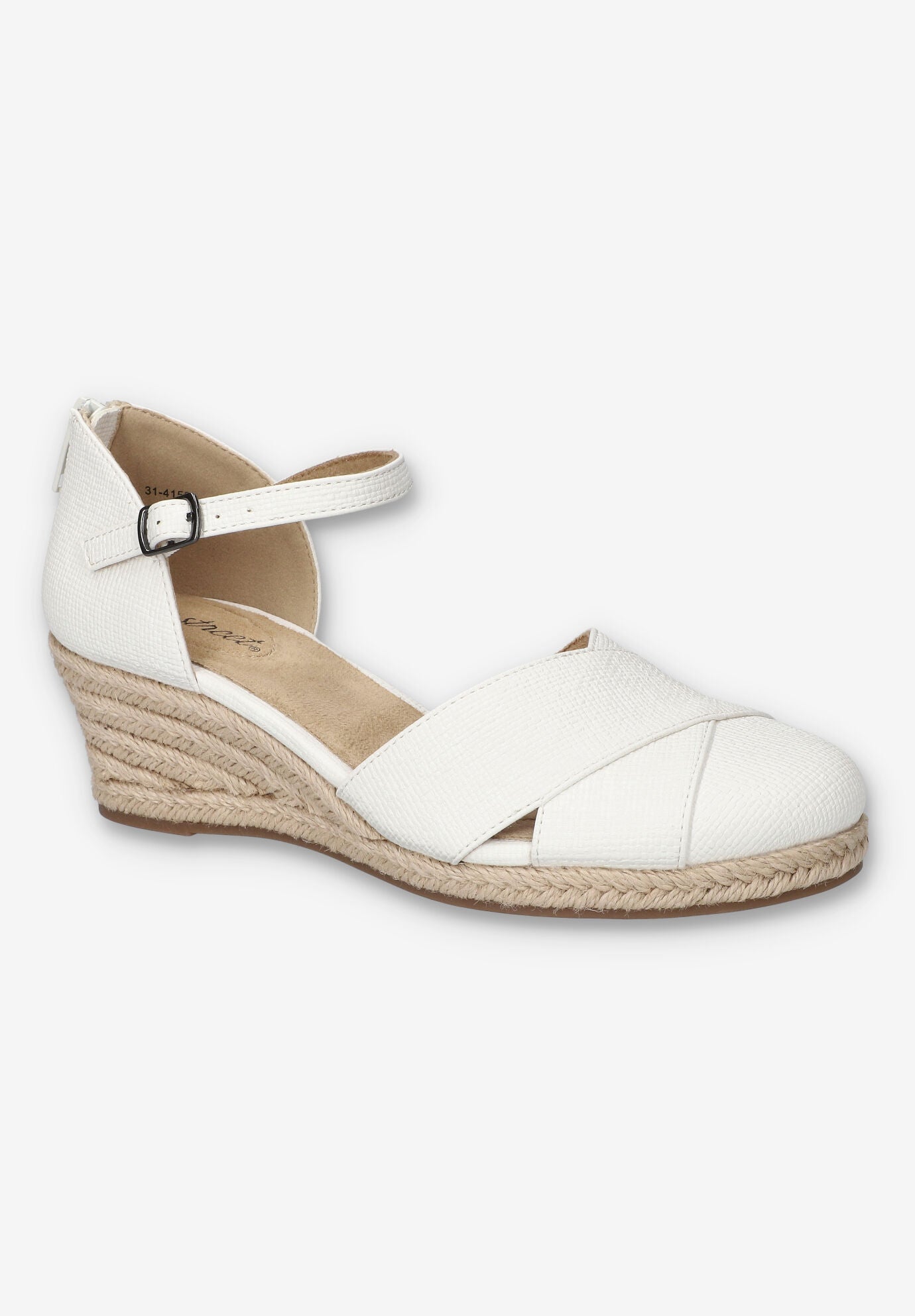 Women's Coast Espadrille Wedge by Easy Street in White Linen (Size 10 XW)