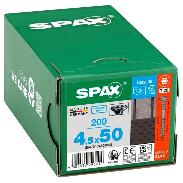 SPAX Fassadenschrauben »T20 Linsensenkkopf BLAX A2« 4,5 x 50 mm 100 Stück Image