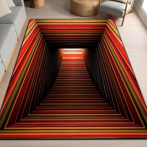 3D-Teppich im Bohème-Stil mit optischem Täuschungseffekt, Türkis und Rostrot, mit aufwendigem Medaillonmuster – ideal für ein gemütliches Wohnzimmer, Badezimmer oder einen Eingangsbereich. Image