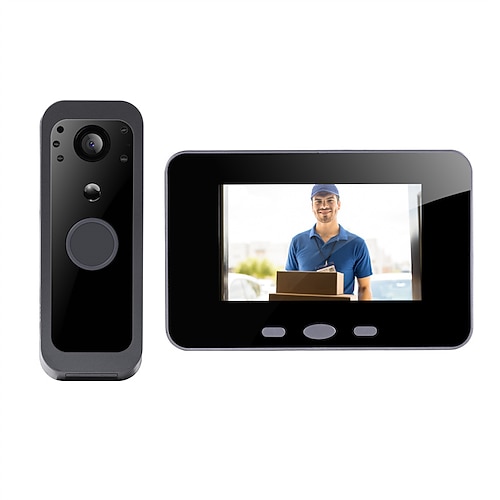 Video-Türklingelsystem, 1080p-HD-Video-Türklingelkamera mit 5-Farben-Display, Gegensprechanlage, Infrarot-Nachtsicht, IP65 wasserdicht Image